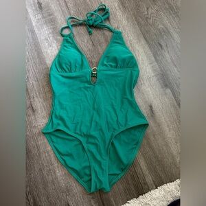 Old Navy Green One Piece Swimsuit XS NWT Vintage Style Halter Keyhole
